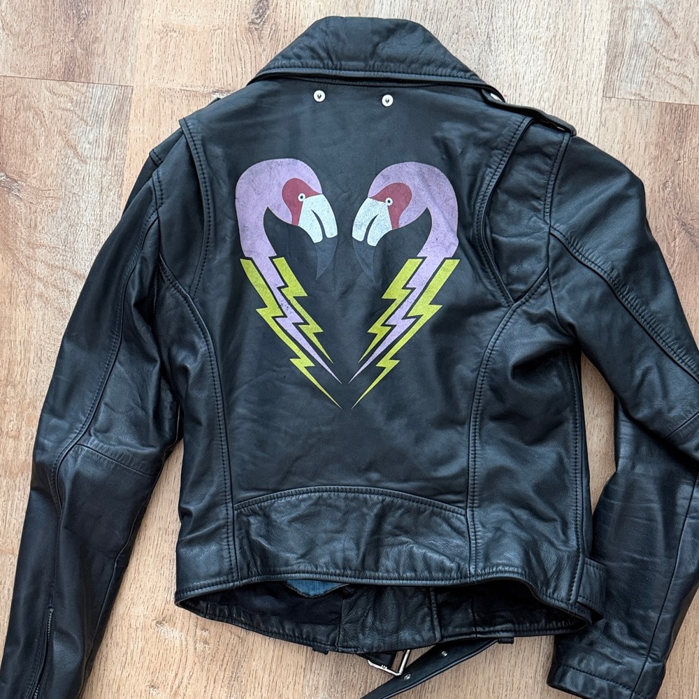 Diesel Women's Black Leather Biker Jacket - Picture 3 of 4